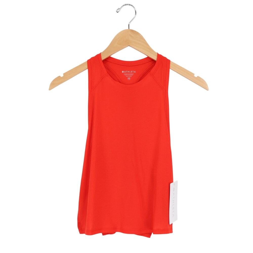 Athleta Grid Knit Singlet Tank Top Cardinal Red Size XXS NWT